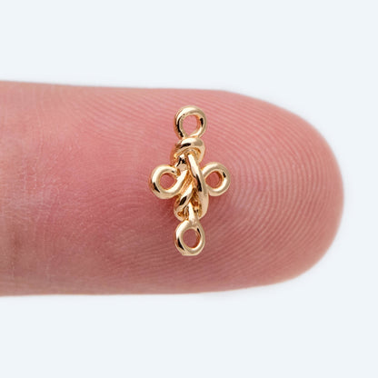 10pcs Gold Knot Link, Earring Connectors, Necklace Pendants, Gold plated Brass (GB-2158)