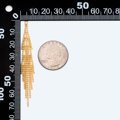 4pcs Gold Chain Tassels 68mm Long, Ball Chain Tassels，Earring Tassels (GB-945-E)