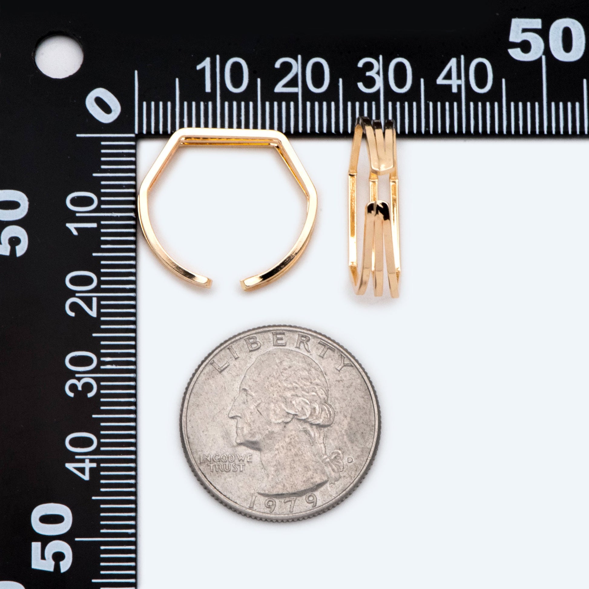 4pcs Gold Finger Rings, Adjustable Rings, Dainty Geometric Rings, 18K Gold Plated Brass, Minimalist Rings (#GB-2166)