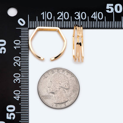 4pcs Gold Finger Rings, Adjustable Rings, Dainty Geometric Rings, 18K Gold Plated Brass, Minimalist Rings (#GB-2166)