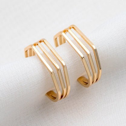 4pcs Gold Finger Rings, Adjustable Rings, Dainty Geometric Rings, 18K Gold Plated Brass, Minimalist Rings (#GB-2166)