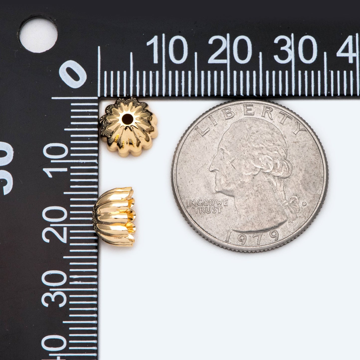 10pcs Flower Bead Caps 9mm, Real Gold plated Brass, Floral Tassel Caps (GB-2167)