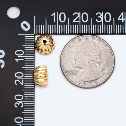 10pcs Flower Bead Caps 9mm, Real Gold plated Brass, Floral Tassel Caps (GB-2167)