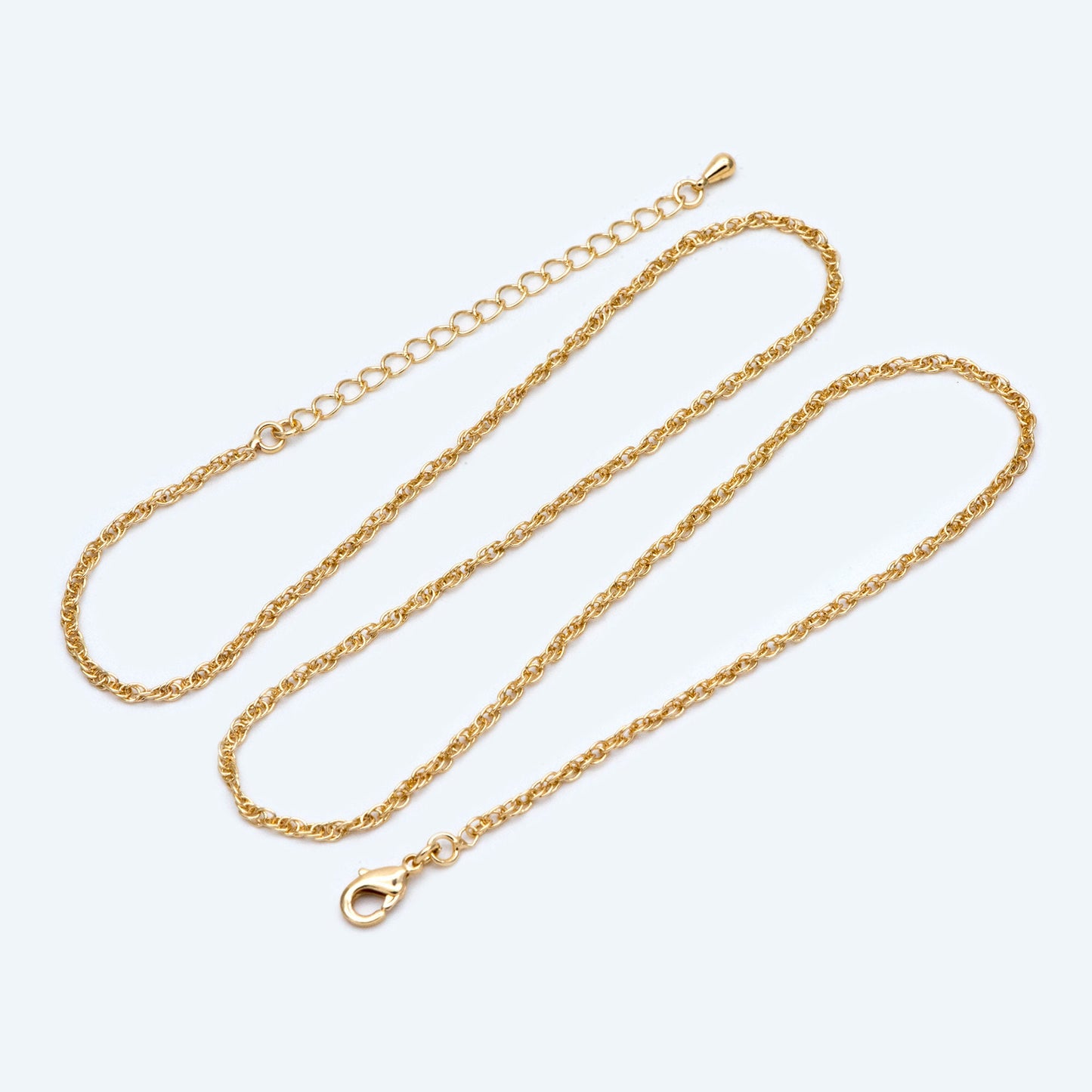 Finished Necklaces 18-20 Inch, Ready to wear Bracelets 6-8 Inch, Adjustable with Extender Chain, 18K Gold plated Brass Chains (#LK-464)