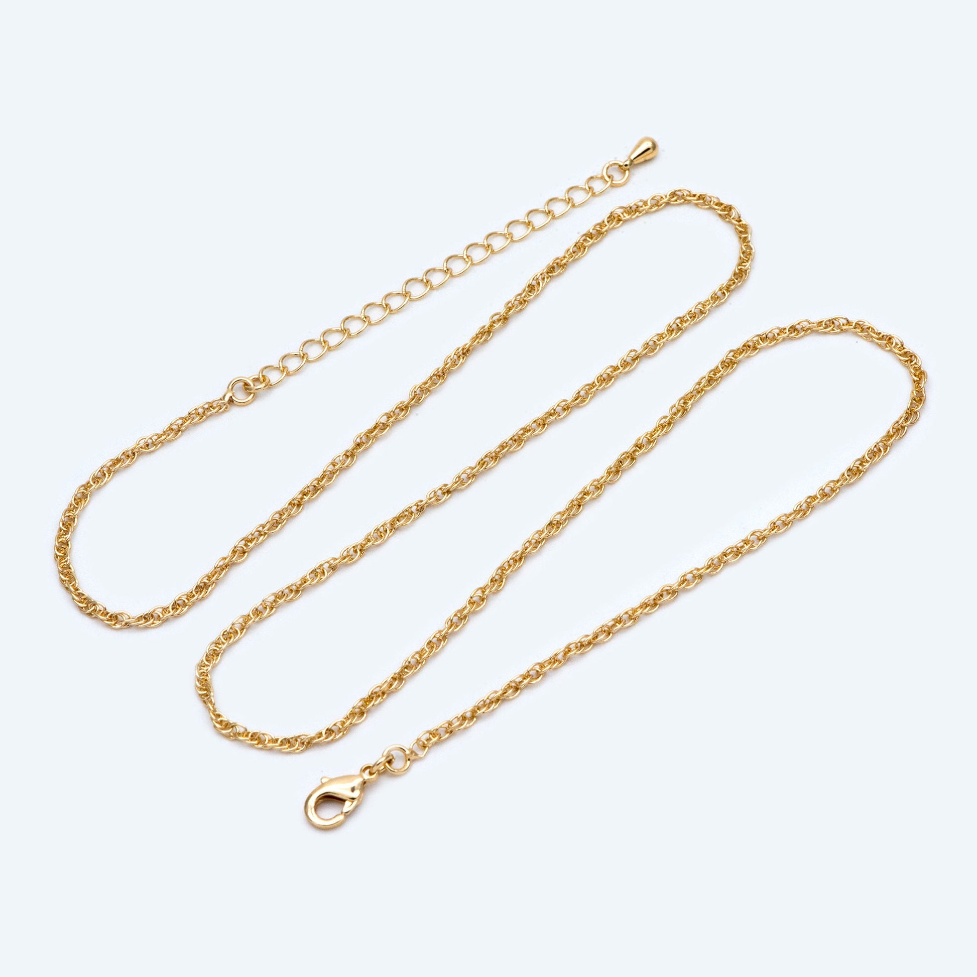 Finished Necklaces 18-20 Inch, Ready to wear Bracelets 6-8 Inch, Adjustable with Extender Chain, 18K Gold plated Brass Chains (#LK-464)