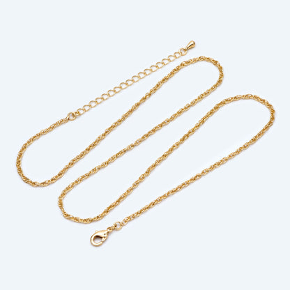 Finished Necklaces 18-20 Inch, Ready to wear Bracelets 6-8 Inch, Adjustable with Extender Chain, 18K Gold plated Brass Chains (#LK-464)
