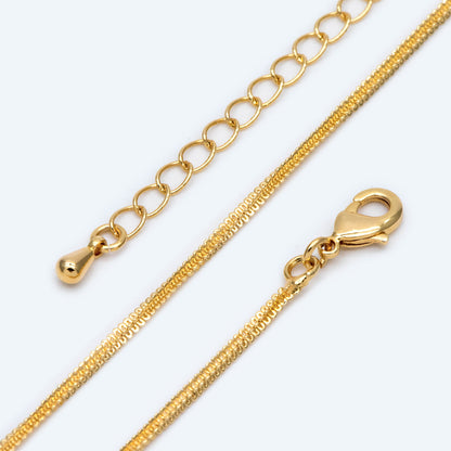 Gold plated Brass Chain Necklaces 1.8mm, Finished Necklace with Extender Chain, Ready to Wear 18-20 Inch Adjustable (#LK-465)