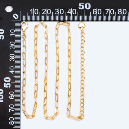 Gold/ Silver tone Paperclip Chains 3mm, Finished Necklace with Extender Chain, Ready to Wear, 16-18 Inch Adjustable (#LK-467)