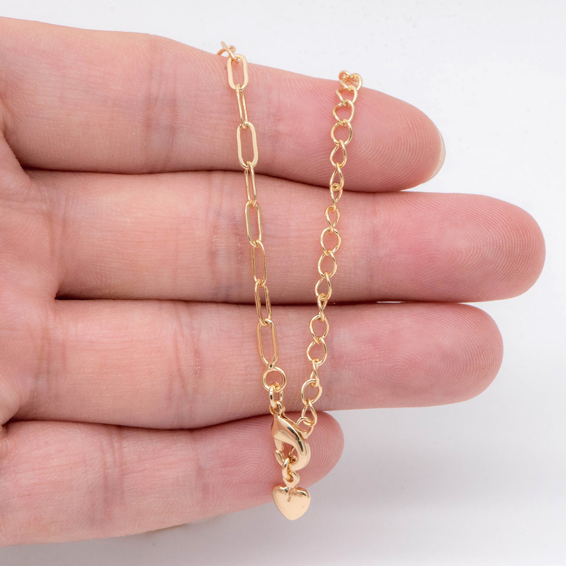 Gold/ Silver tone Paperclip Chains 3mm, Finished Necklace with Extender Chain, Ready to Wear, 16-18 Inch Adjustable (#LK-467)