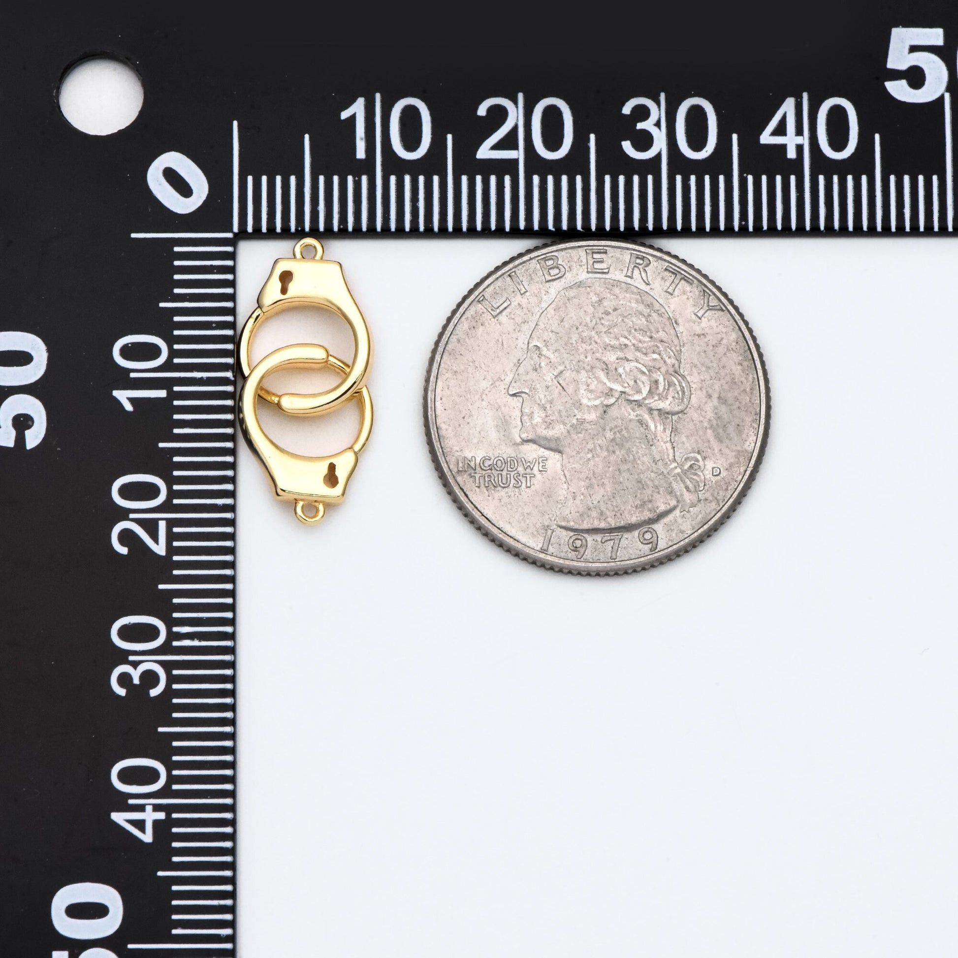 4pcs Gold Handcuff Charm Connectors, Gold Handcuffs Link, Necklace Bracelet Connector (GB-2237)