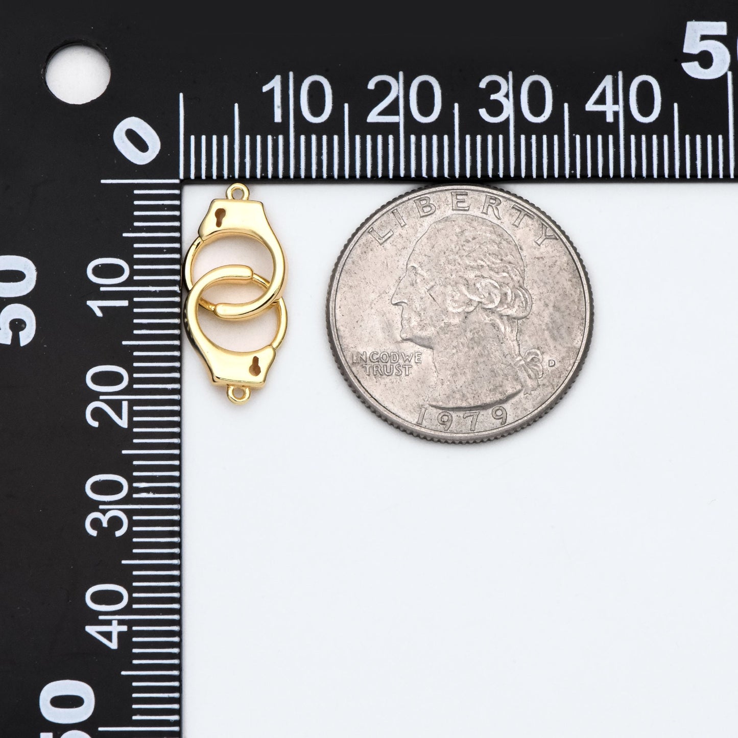 4pcs Gold Handcuff Charm Connectors, Gold Handcuffs Link, Necklace Bracelet Connector (GB-2197-H)