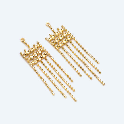 4pcs Gold Chain Tassels 48mm Long, Ball Chain Tassels，Earring Tassels (GB-945-B)
