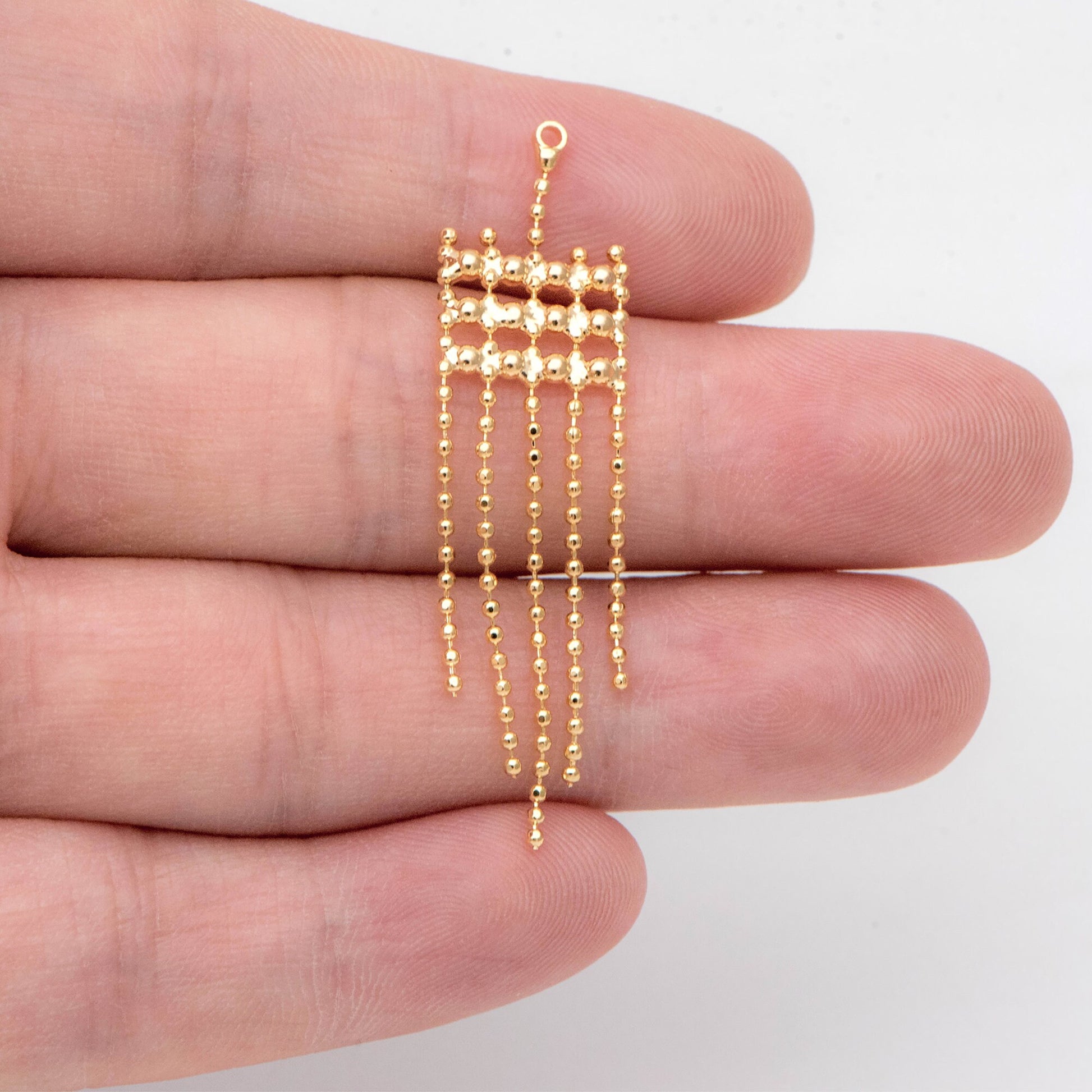 4pcs Gold Chain Tassels 48mm Long, Ball Chain Tassels，Earring Tassels (GB-945-B)