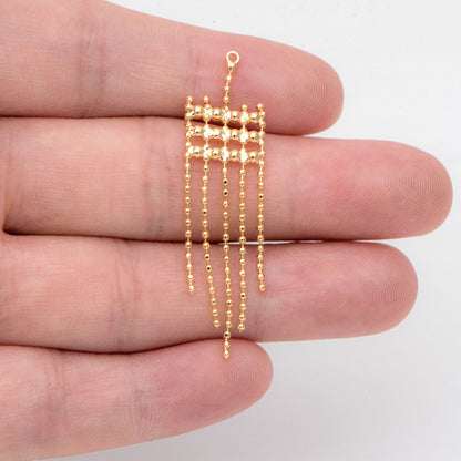 4pcs Gold Chain Tassels 48mm Long, Ball Chain Tassels，Earring Tassels (GB-945-B)