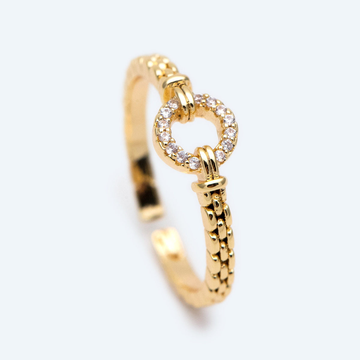 4pcs Open Circle CZ Ring, Pave CZ Round Ring, Round Crystal Ring, Dainty Stackable Ring for Women (#JZ-015-A)