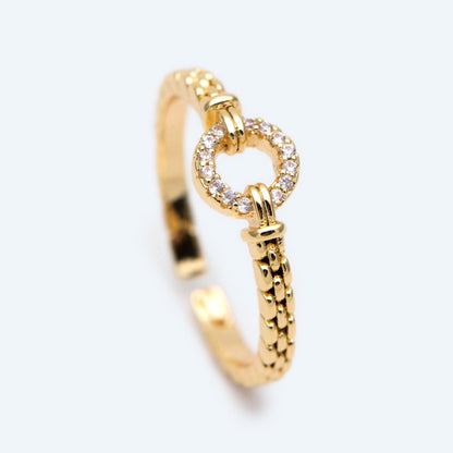 4pcs Open Circle CZ Ring, Pave CZ Round Ring, Round Crystal Ring, Dainty Stackable Ring for Women (#JZ-015-A)