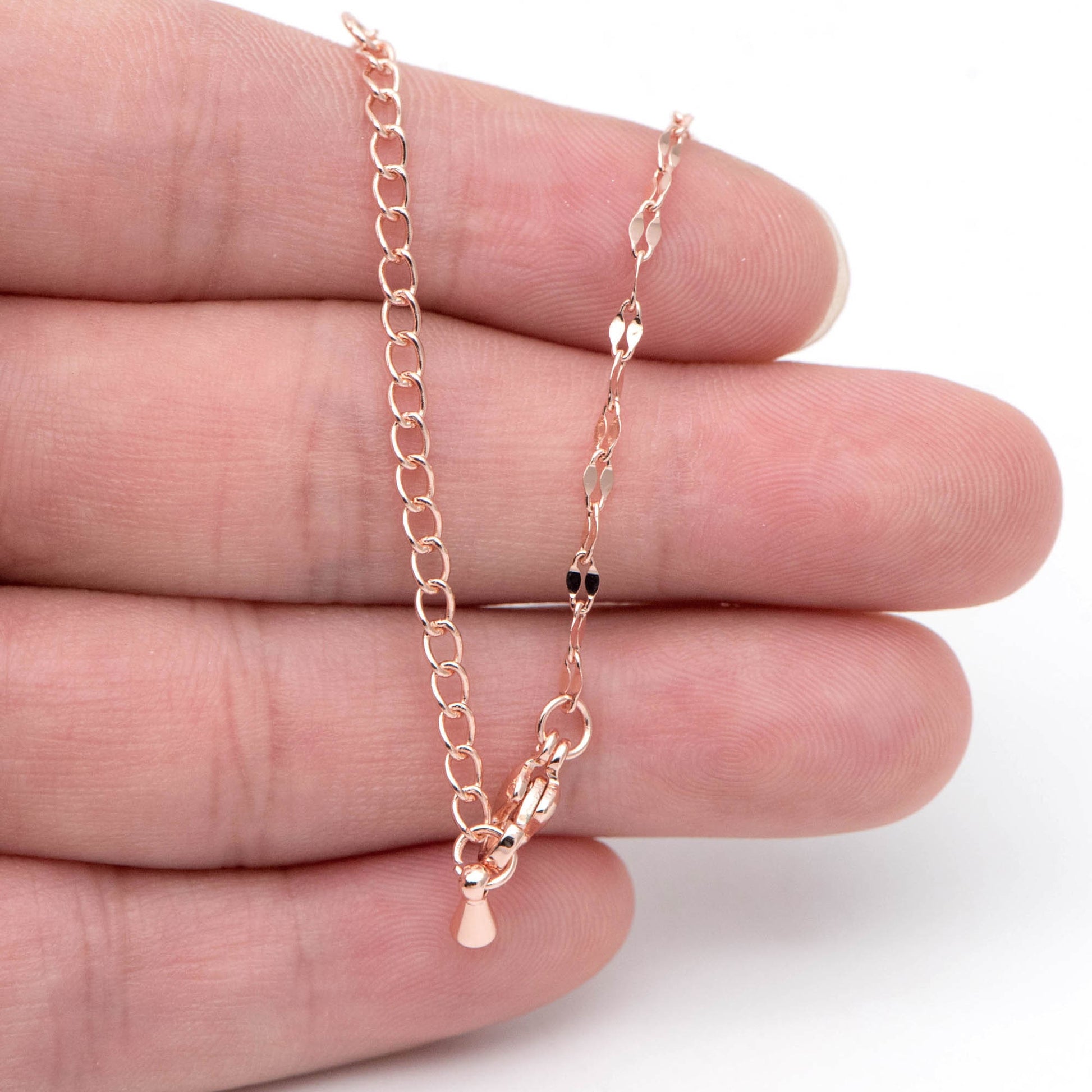 Rose Gold plated Stainless Steel Necklaces 2mm, Adjustable Necklace 16-18 Inch, Ready to Wear (#LK-450-2)