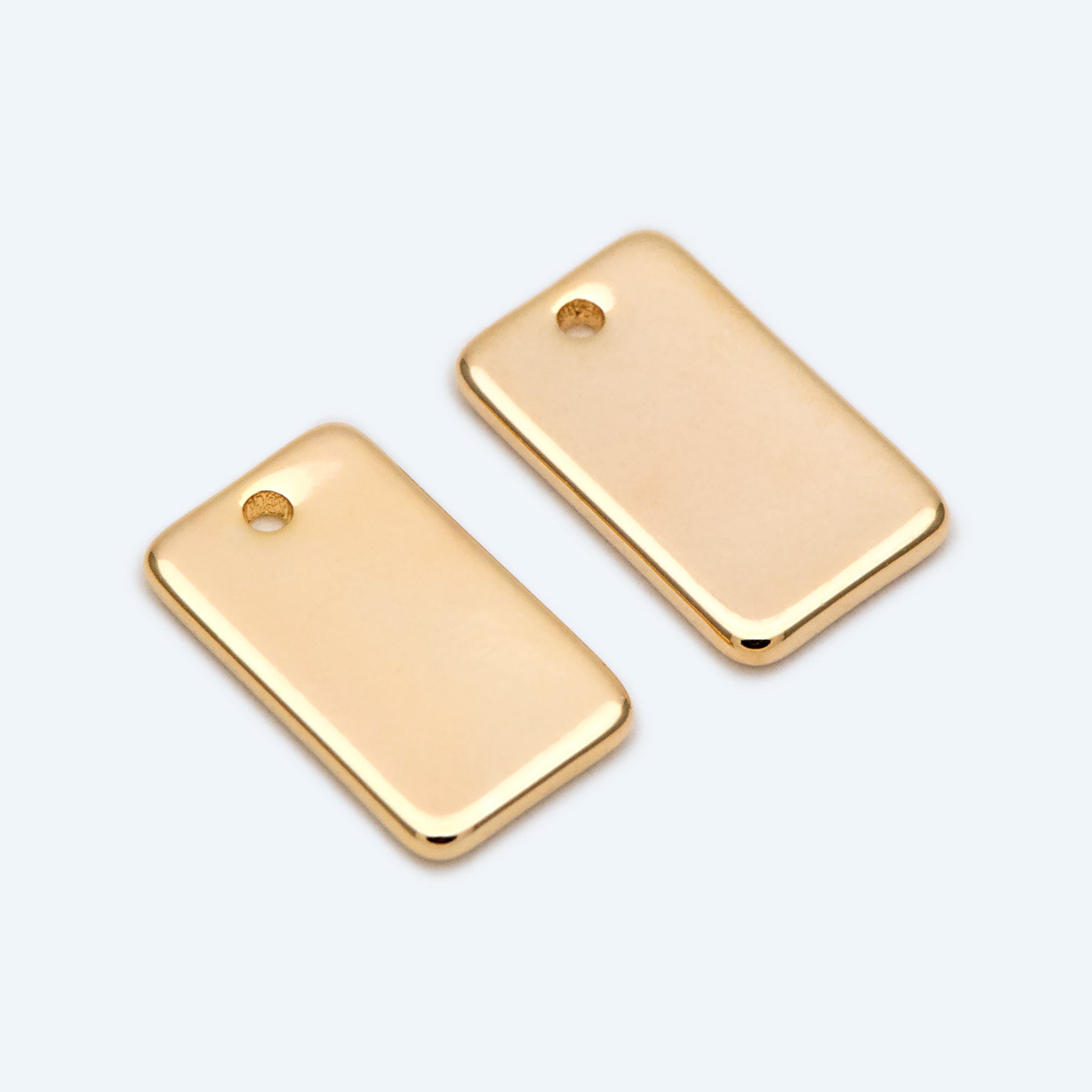 10pcs Gold/ Silver/ Rose Gold Rectangle Charms, Gold/ Rhodium plated Brass Flat Rectangle Pendants 12x7mm, Geometric Bar Charms (GB-2245)