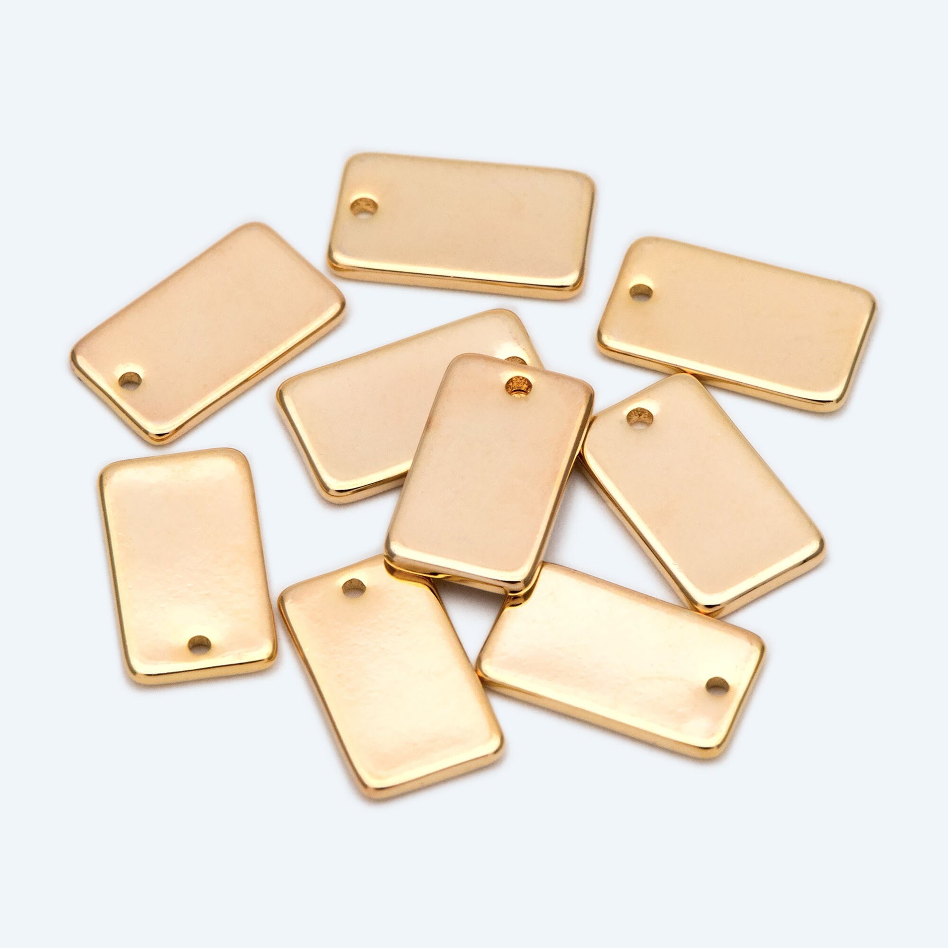 10pcs Gold/ Silver/ Rose Gold Rectangle Charms, Gold/ Rhodium plated Brass Flat Rectangle Pendants 12x7mm, Geometric Bar Charms (GB-2245)
