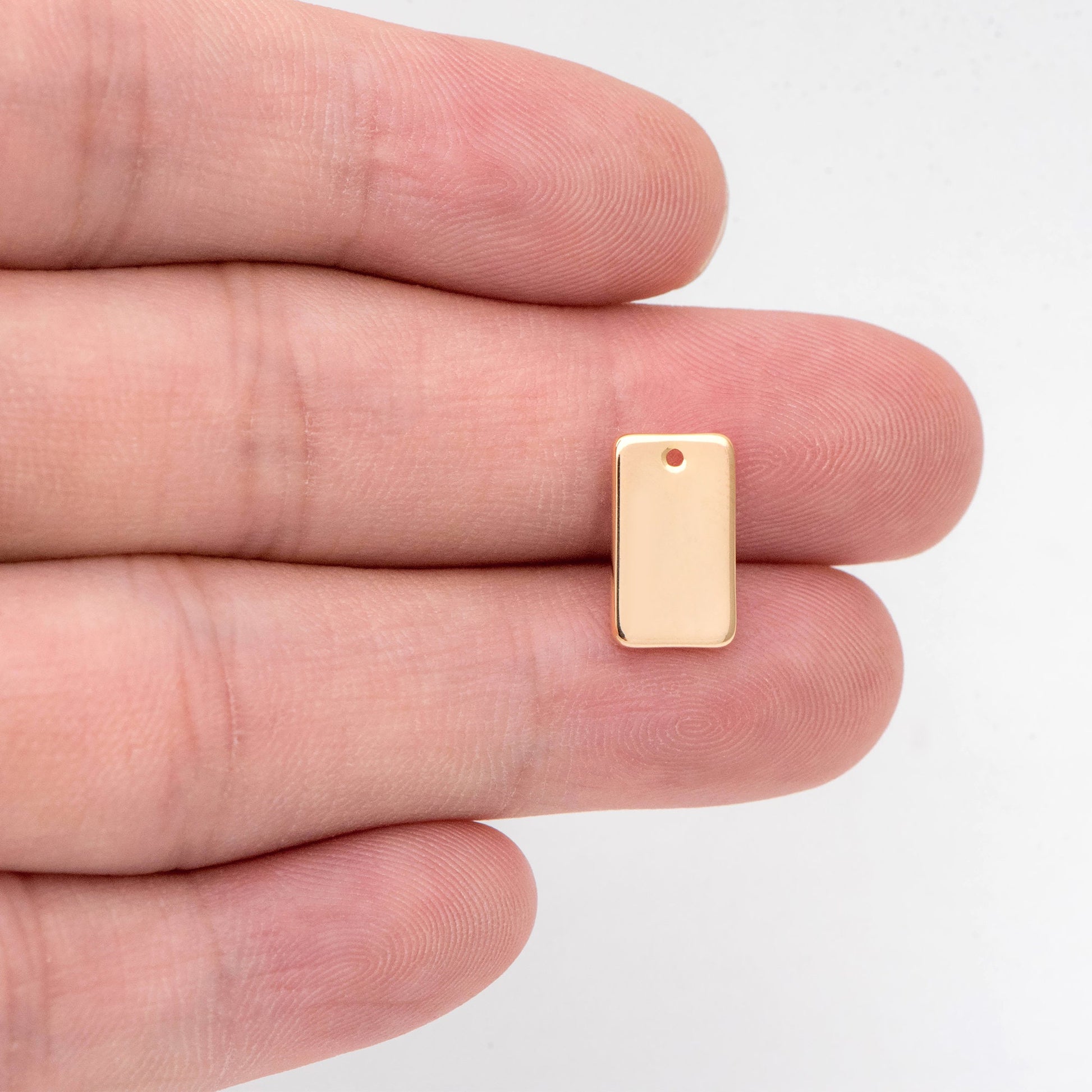 10pcs Gold/ Silver/ Rose Gold Rectangle Charms, Gold/ Rhodium plated Brass Flat Rectangle Pendants 12x7mm, Geometric Bar Charms (GB-2245)