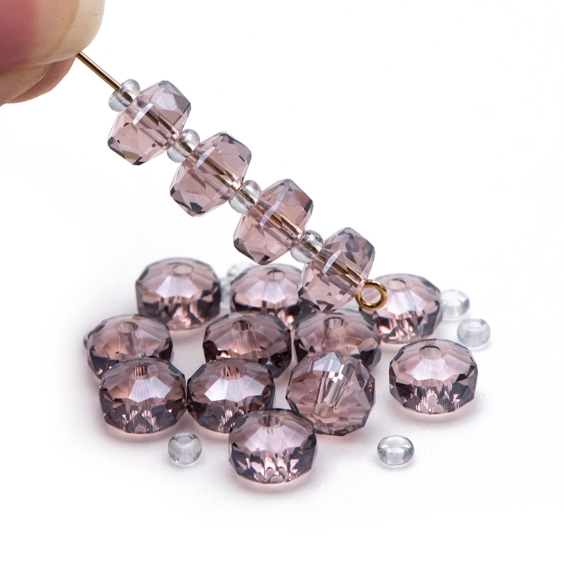 Faceted Crystal Rondelle Beads 8x5mm, Sparkly Glass Spacer Beads 5 Colors -(TS-88)/ 100 beads