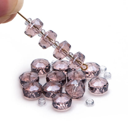 Faceted Crystal Rondelle Beads 8x5mm, Sparkly Glass Spacer Beads 5 Colors -(TS-88)/ 100 beads