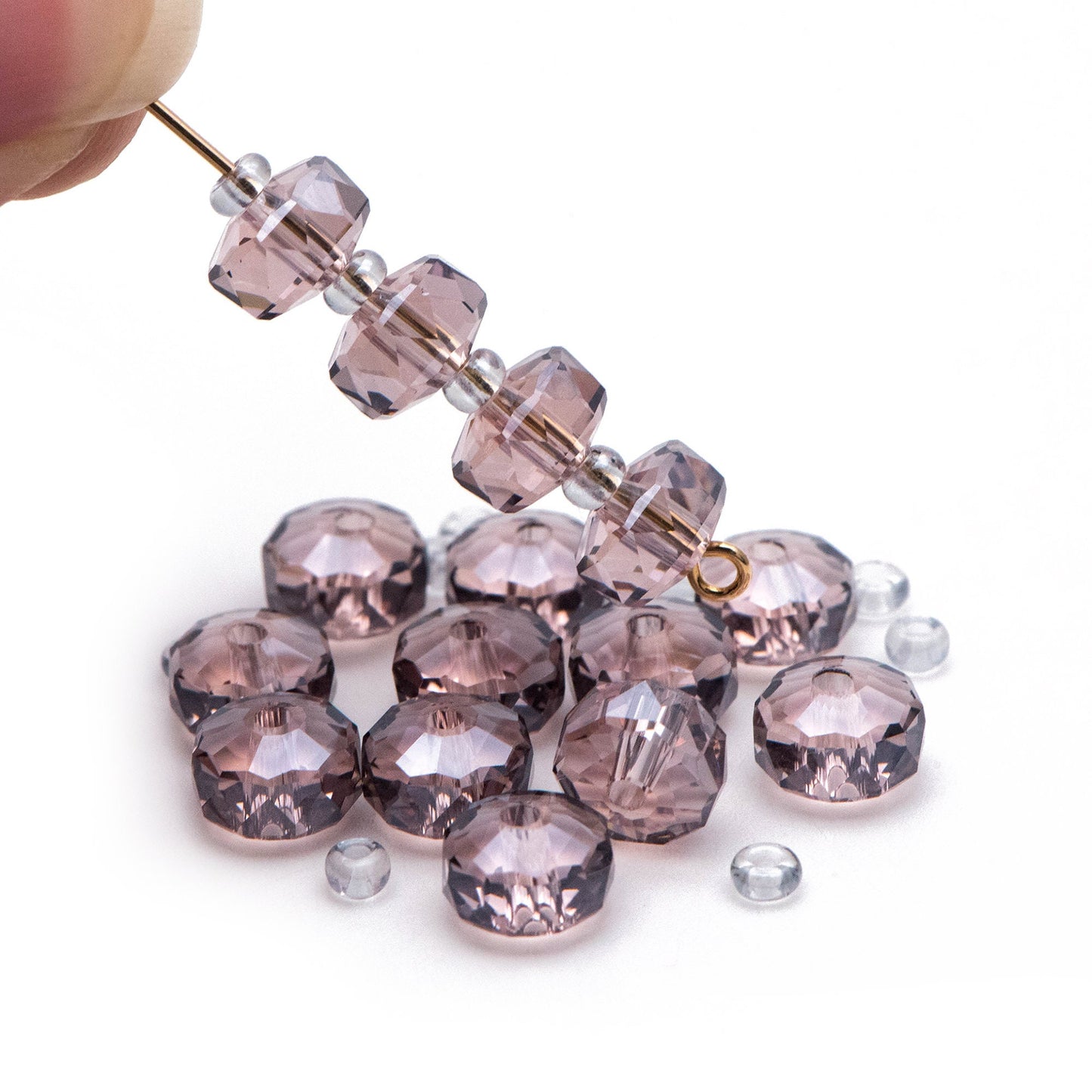 Faceted Crystal Rondelle Beads 8x5mm, Sparkly Glass Spacer Beads 5 Colors -(TS-88)/ 95 beads