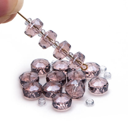 Faceted Crystal Rondelle Beads 8x5mm, Sparkly Glass Spacer Beads 5 Colors -(TS-88)/ 95 beads