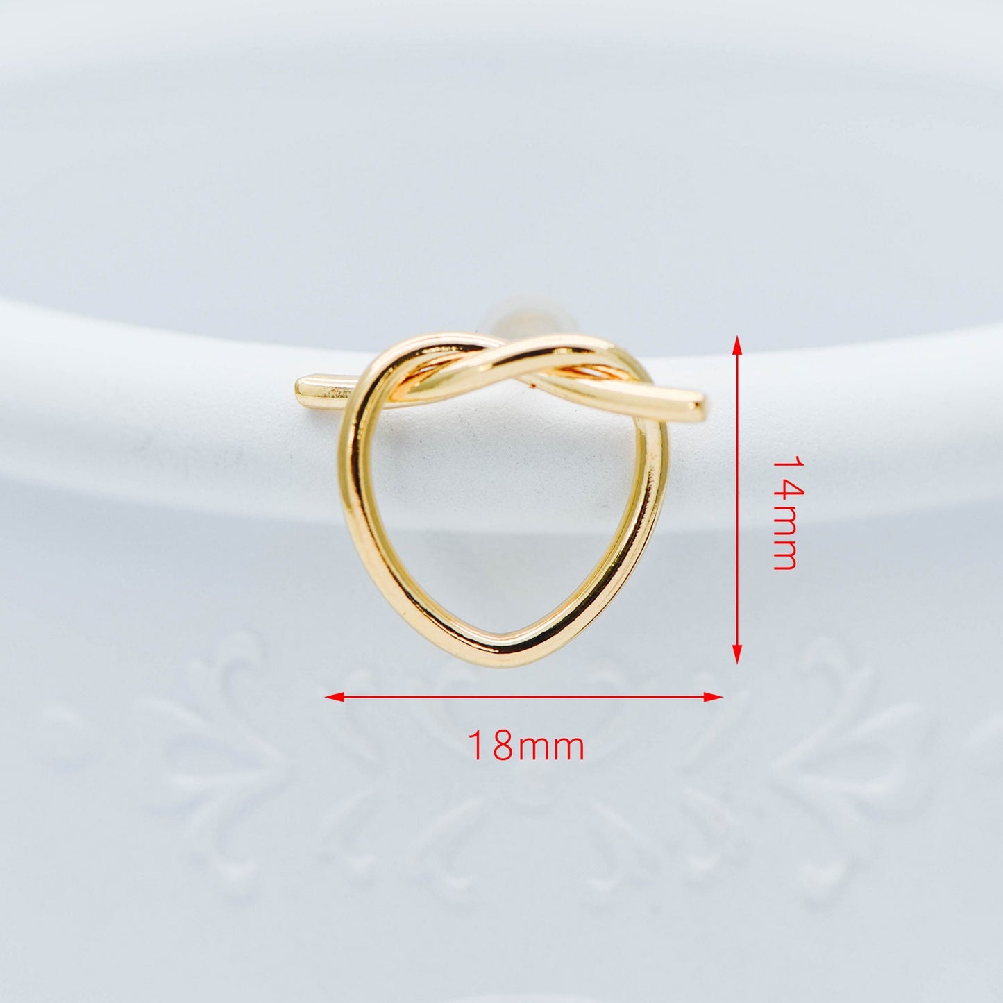 10pcs Gold/ Silver tone Heart Wire Earring Posts 18x14mm, Gold/ Rhodium plated Brass Ear Stud Components (GB-525)
