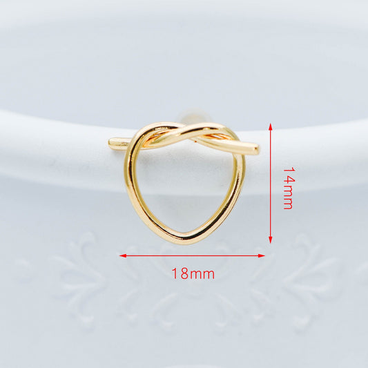10pcs Gold/ Silver tone Heart Wire Earring Posts 18x14mm, Gold/ Rhodium plated Brass Ear Stud Components (GB-525)