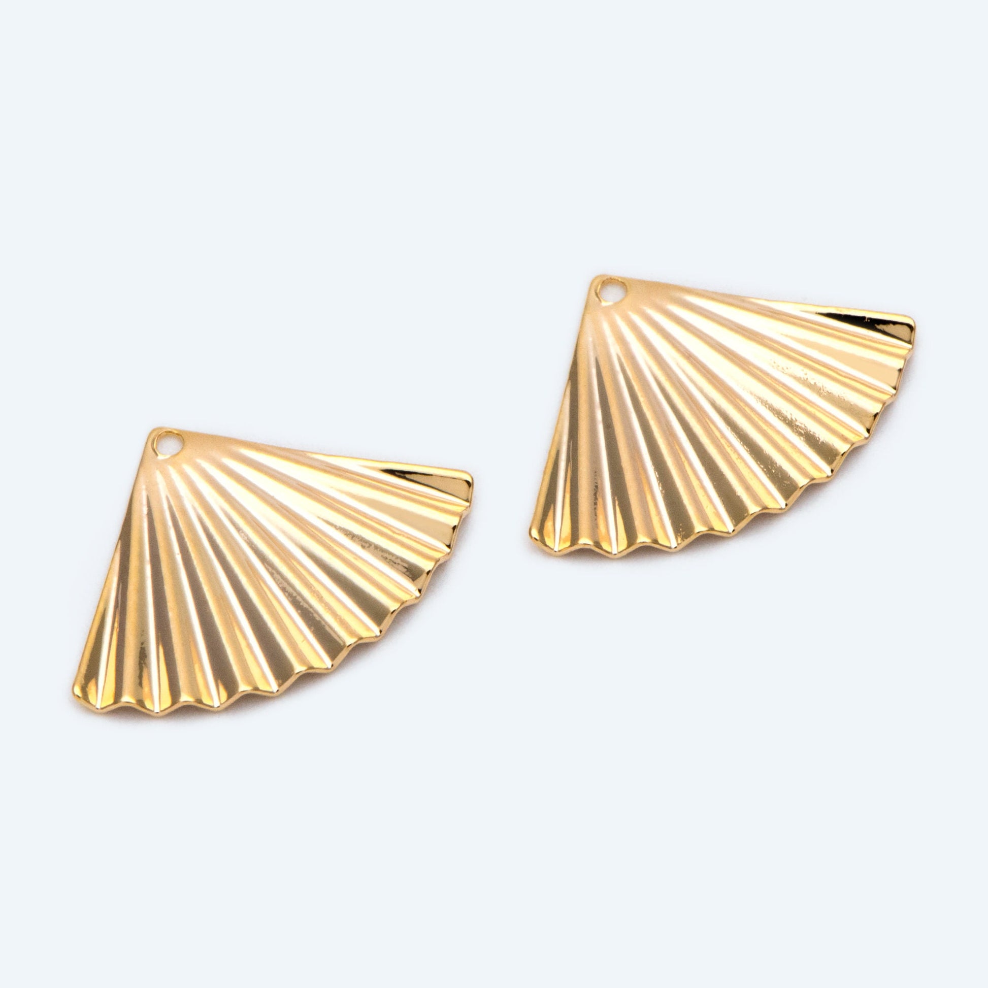 10pcs Gold Fan Charms, Earring Findings, Jewelry Making, Diy Material, Jewelry Supplies (GB-2195)
