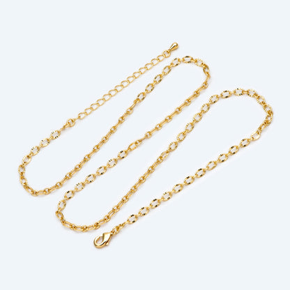 Gold Oval Chain Necklace, Finished Necklace with Extender Chain, Ready to Wear 18-20 Inch Adjustable (#LK-471)