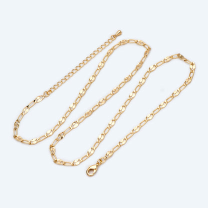Flat Chain Necklaces 3.6mm Wide, Finished Necklace with Extender Chain, Ready to Wear, 18-21 Inch Adjustable (#LK-474)