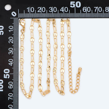 Flat Chain Necklaces 3.6mm Wide, Finished Necklace with Extender Chain, Ready to Wear, 18-21 Inch Adjustable (#LK-474)
