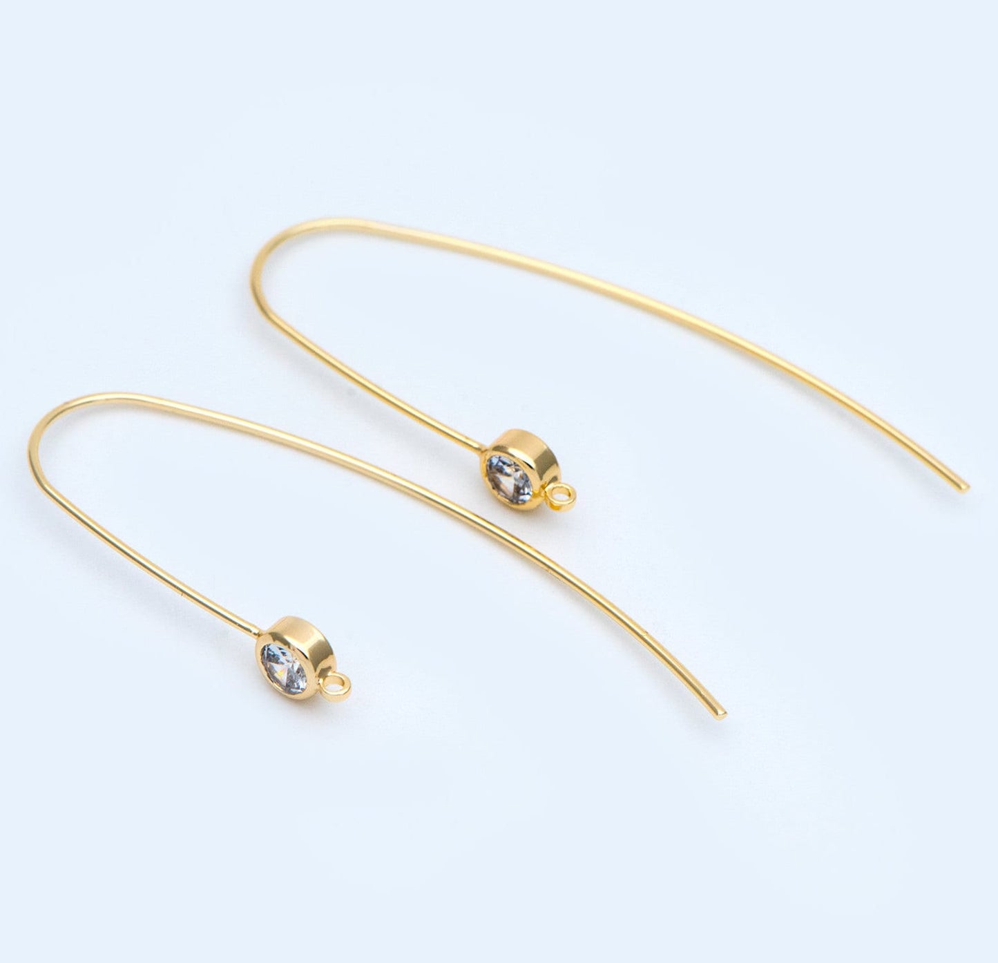 10pcs CZ pave Gold Ear Hooks 47x32mm, Simple Earwires, Wholesale Earring Components (GB-1000)