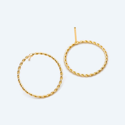 10pcs Circle Ear Posts 20mm, Gold / Rhodium Plated Brass, Geometric Ring Stud Earrings (#GB-2248)