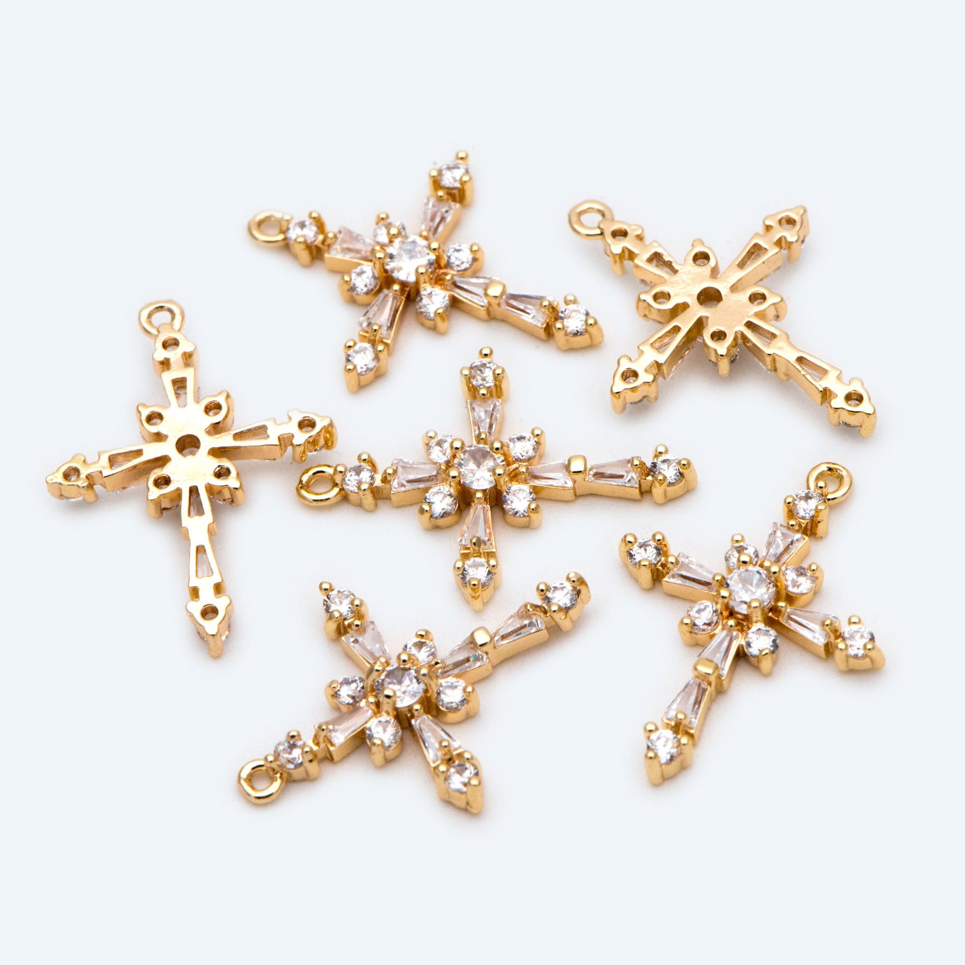 4pcs Cubic Cross Pendant, CZ Pendant, Jesus Pendant, Earrings pendant, Bracelet Charm, Necklace Pendant (GB-2731-G)