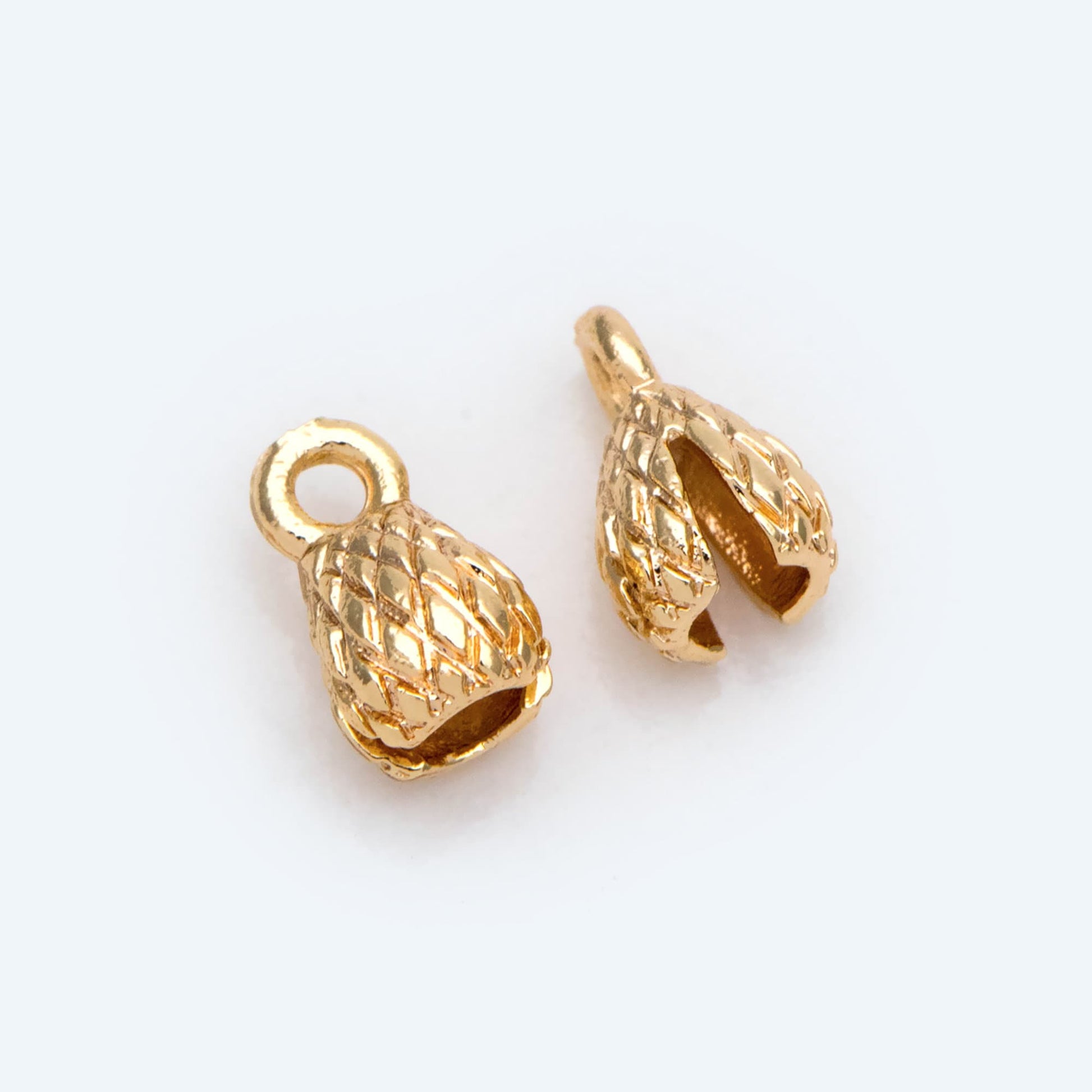 10pcs Flower Crimp Ends, Cord Ends, Clam Bead Tip, Chain Crimps, Flower Bud End (GB-2256)