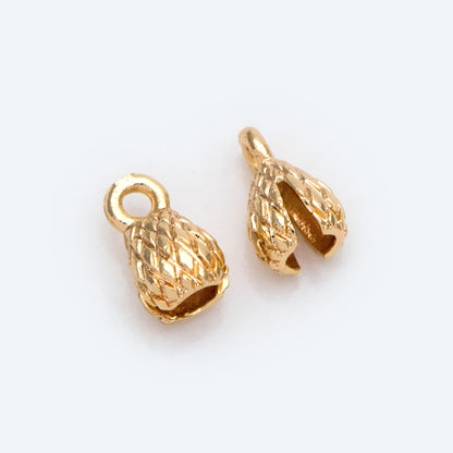 10pcs Flower Crimp Ends, Cord Ends, Clam Bead Tip, Chain Crimps, Flower Bud End (GB-2256)