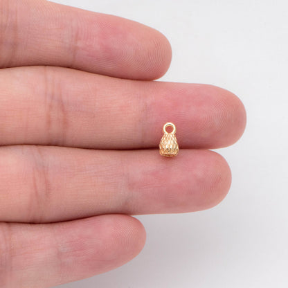 10pcs Flower Crimp Ends, Cord Ends, Clam Bead Tip, Chain Crimps, Flower Bud End (GB-2256)