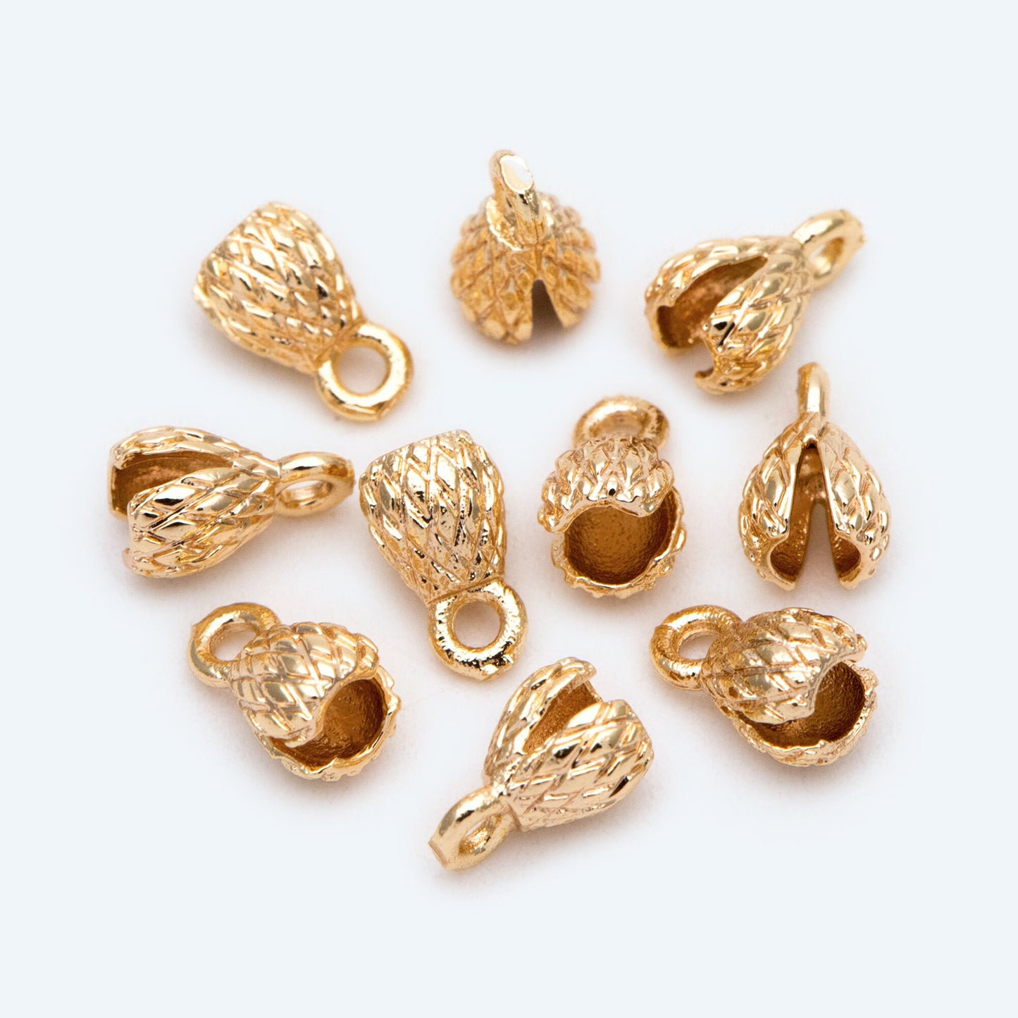 10pcs Flower Crimp Ends, Cord Ends, Clam Bead Tip, Chain Crimps, Flower Bud End (GB-2256)