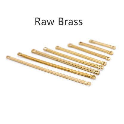 50pcs Raw Brass Bar Pendant, Yellow Brass Bar Charm Connectors, 15-50mm Long by 1.2mm Thick (RB-172)