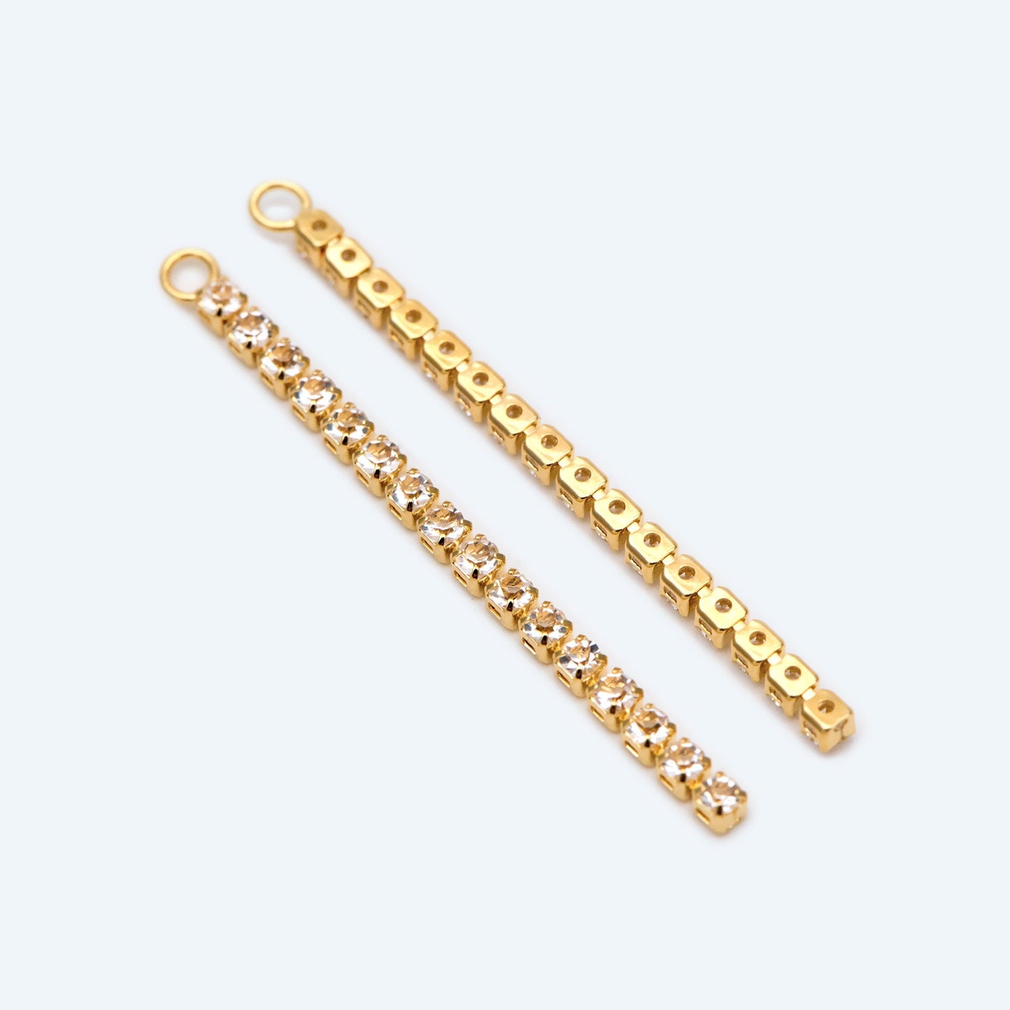 4pcs CZ Pave Gold Chain Charms 43mm, Earring Threader Components, Earwire Thread Pendants (GB-1234-A)