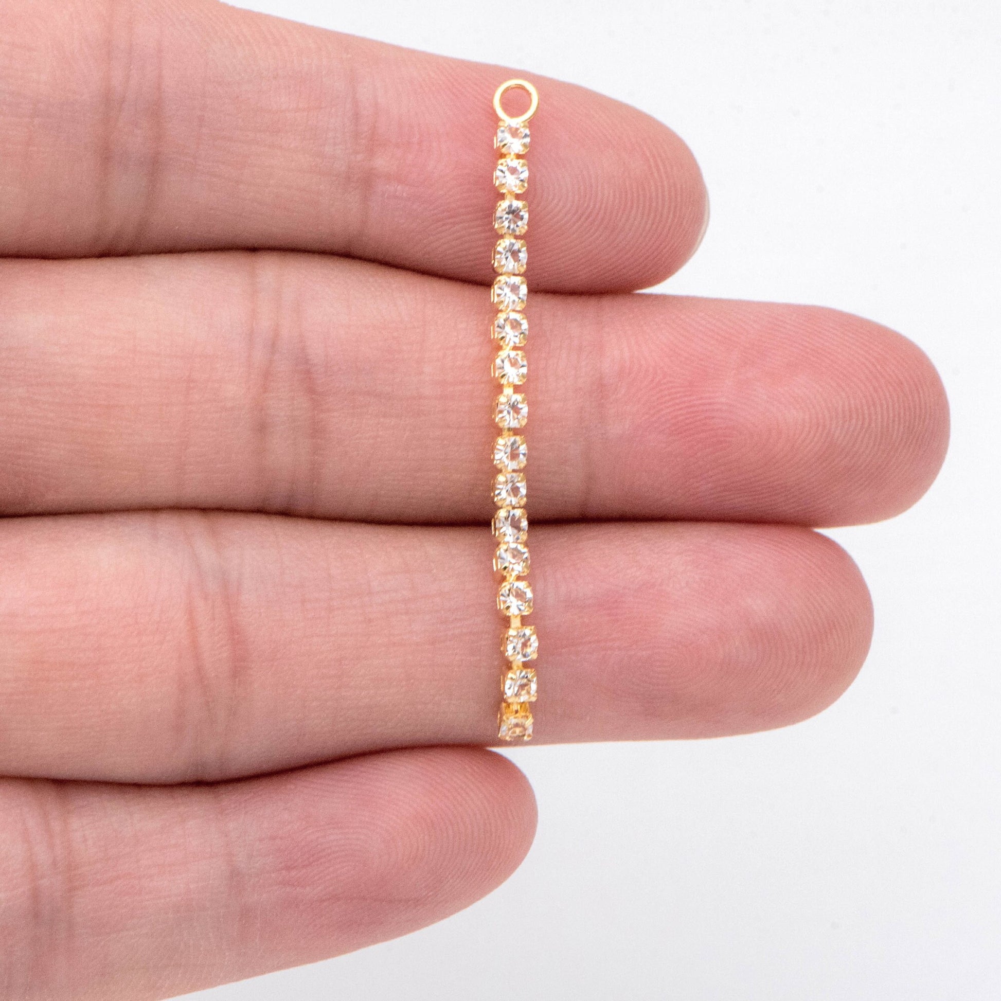 4pcs CZ Pave Gold Chain Charms 43mm, Earring Threader Components, Earwire Thread Pendants (GB-1234-A)