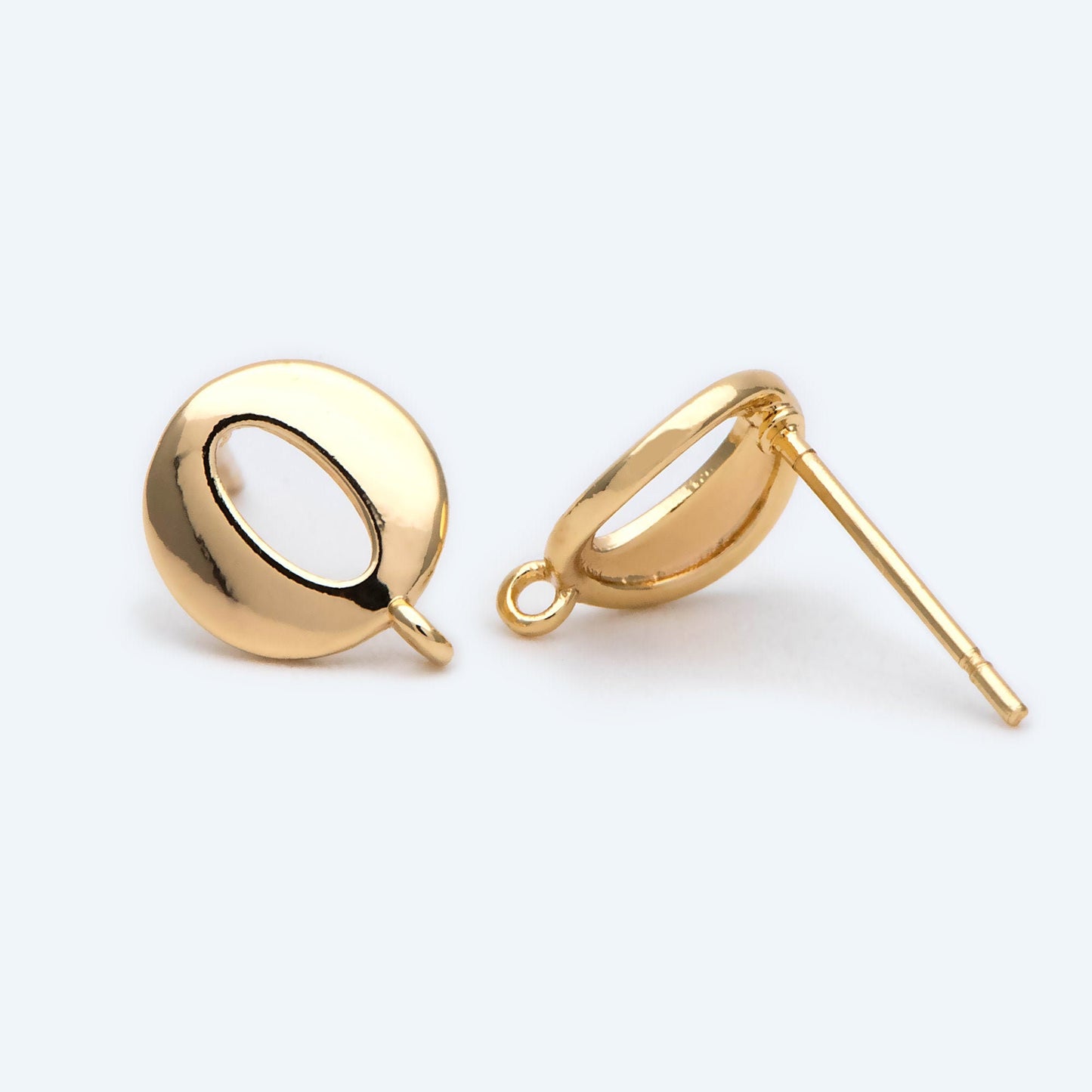 10pcs Gold Oval Hoop Ear Posts, Oval Circle Stud Earrings, DIY Earring Findings (GB-2211)