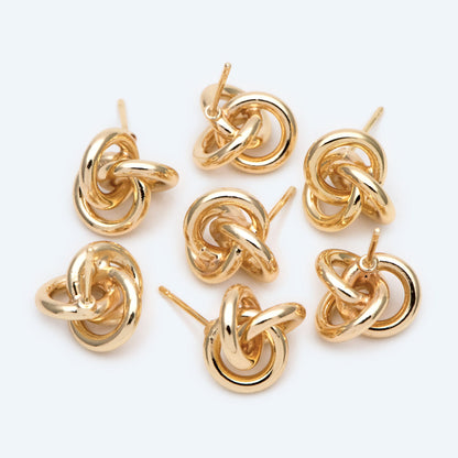 4pcs Gold/ Silver Knot Earrings, Minimalist Earrings, Flower Earrings (GB-2260-A)