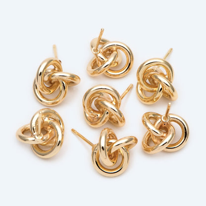 10pcs Gold/ Silver Knot Earrings, Minimalist Earrings, Flower Earrings (GB-2260)