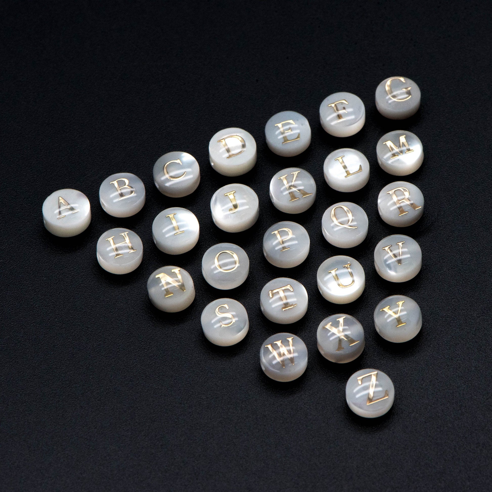 6mm Shell Alphabet Beads, English Letter Beads, Round Coin Letter Charms, Personalized Initial Charms, You Choose Letter (V1378)