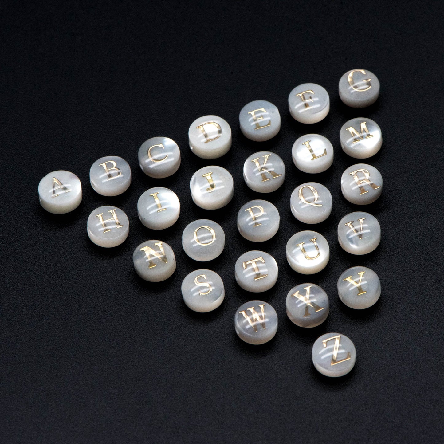 6mm Shell Alphabet Beads, English Letter Beads, Round Coin Letter Charms, Personalized Initial Charms, You Choose Letter (V1378)