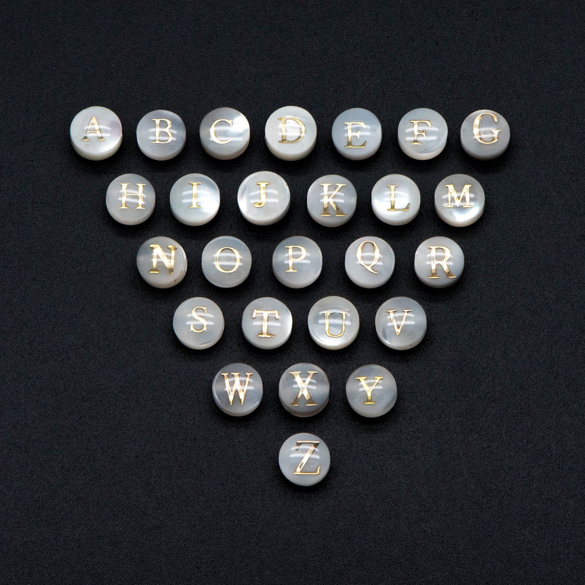 6mm Shell Alphabet Beads, English Letter Beads, Round Coin Letter Charms, Personalized Initial Charms, You Choose Letter (V1378)